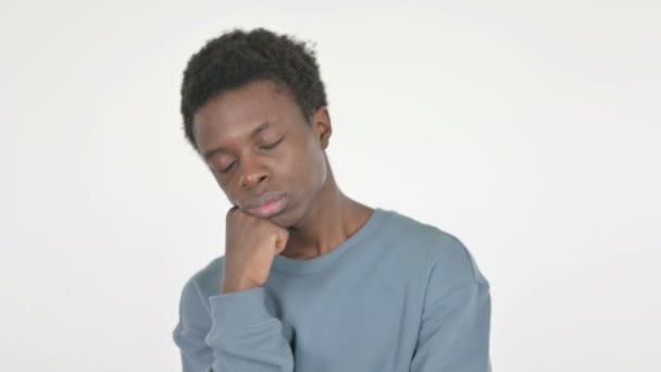 Tired Casual African Man Sleeping White Background — Stockvideo