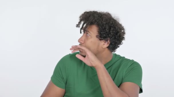 Casual African Man Feeling Scared Frightened White Background — Stockvideo