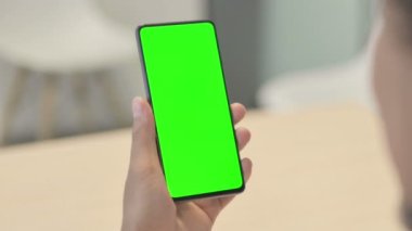 Close up of Male Hand Using Smartphone with Chroma Key