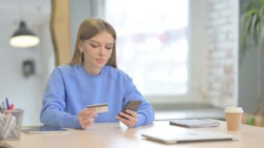 Young Woman Shopping Online on Smartphone, Online Banking