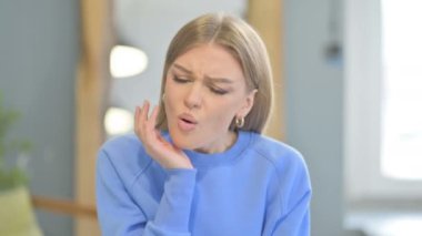 Sick Young Woman having Toothache Infection, Tooth Pain