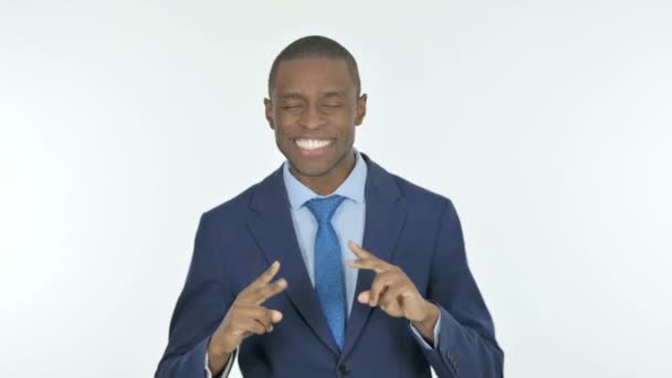 Dancing Young African Businessman White Background — Wideo stockowe