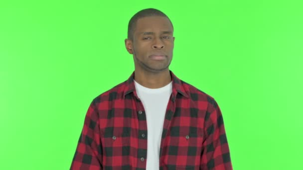 Disliking Young African Man Denial Green Background — Vídeos de Stock