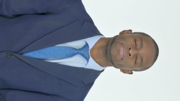 Vertical Video Approval Young African Businessman White Background — Wideo stockowe