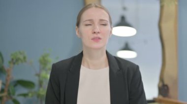 Tired Young Businesswoman Having Shoulder Pain