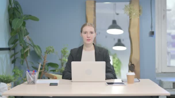 Young Businesswoman Shocked While Working Laptop — Stock video