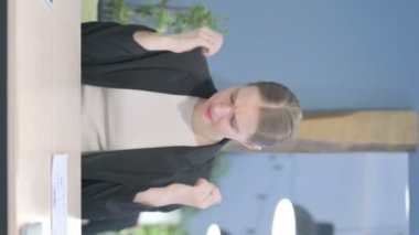 Vertical Video of Distraught Young Businesswoman in Depression and Anxiety