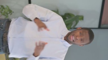 Vertical Video of Blogging African American Man Talking on Online Video Call