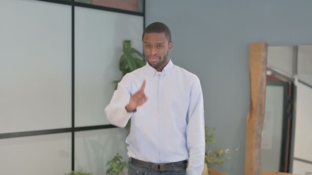 Portrait Disliking African American Man Feeling Displeased — Stock Video