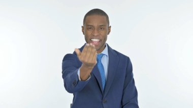 Inviting Young African Businessman on White Background
