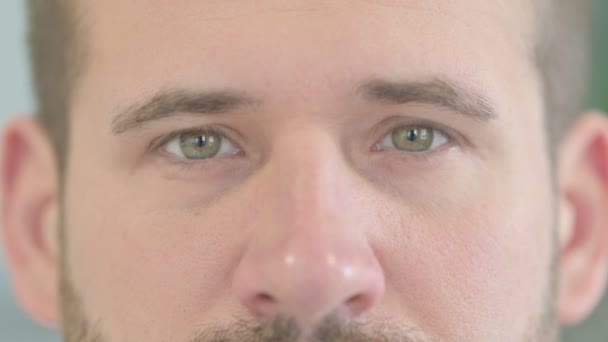 Close Blinking Male Eyes Caucasian Man — Stockvideo