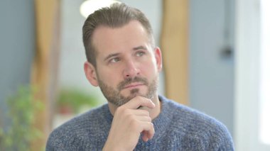 Pensive Mature Adult Man Thinking New Plan