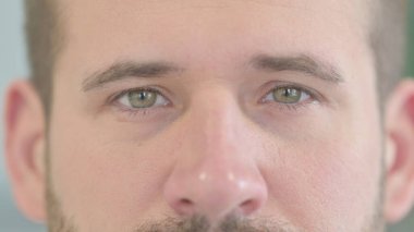 Close Up of Blinking Male Eyes Of Caucasian Man