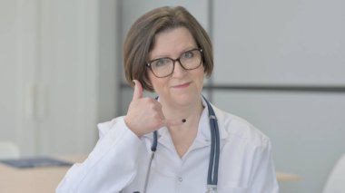 Gesture of Call Me for Consultation and Help by Old Senior Doctor