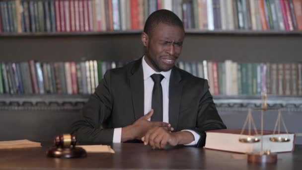 Coughing African Male Lawyer Feeling Unwell Office — Stock Video