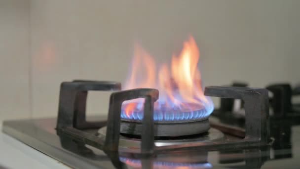 Estufa Gas Ardiente Cocina Apagado — Vídeo de stock