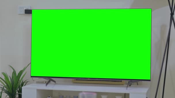 Zelená Obrazovka Televize Pokoji — Stock video