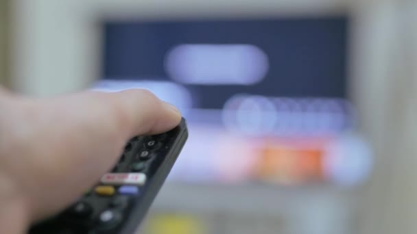Televisão Controlo Remoto Ligar Desligar — Vídeo de Stock