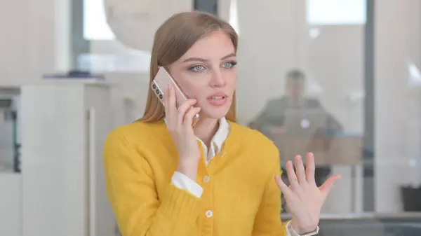 stock image Portrait of Young Woman Talking on phone