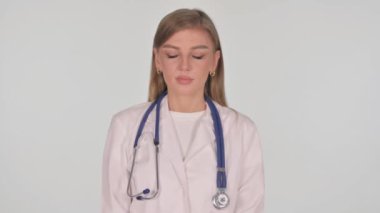 Beyaz Arkaplanda Kabul Edilen Kadın Doktor Titrek Kafanın Portresi