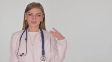 Beyaz Arkaplanda Ortak Alan Gösteren İşkadını Portresi