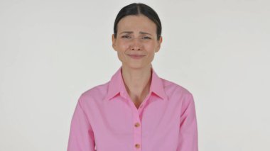 Ağlayan İş Kadını Portresi Beyaz Arkaplanda Üzüntü Duyuyor