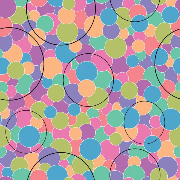 Cercles Vectoriels Multicolores Chevauchant Avec Des Silhouettes Répétant Fond Motif — Image vectorielle