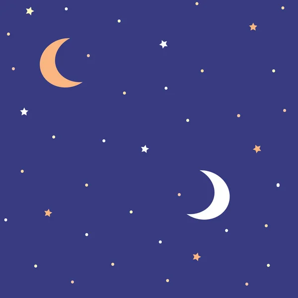 Vektor Abstrakten Mond Und Sterne Blauen Himmel Wiederholen Muster Hintergrund Stockvektor
