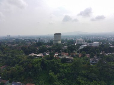 aerial view of densely populated settlements. urbanitation photo concept.