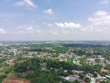 aerial view of residential area filled with greenery.