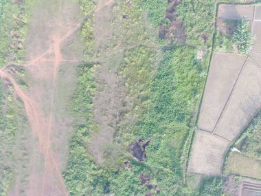 aerial view of land mapping by unmaned aerial vehicle in Bogor, Indonesia.