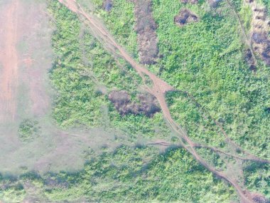 aerial view of land mapping by unmaned aerial vehicle in Bogor, Indonesia.