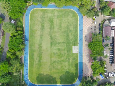 aerial view of sempur field with beautiful pattern in Bogor, Indonesia