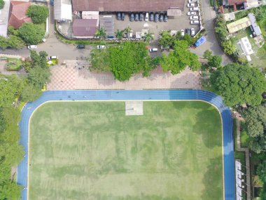 aerial view of sempur field with beautiful pattern in Bogor, Indonesia