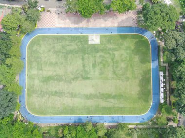 aerial view of sempur field with beautiful pattern in Bogor, Indonesia