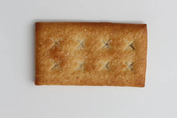 Een Close Van Kokosnoot Biscuit Met Gestrooide Suiker Geïsoleerd Witte — Stockfoto