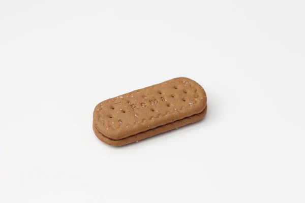 Een Close Van Chocolade Biscuit Geïsoleerd Witte Achtergrond — Stockfoto