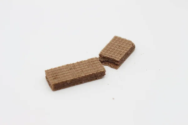 Primer Plano Obleas Chocolate Aisladas Sobre Fondo Blanco —  Fotos de Stock
