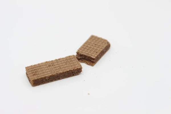 Primo Piano Cialde Cioccolato Isolate Sfondo Bianco — Foto Stock