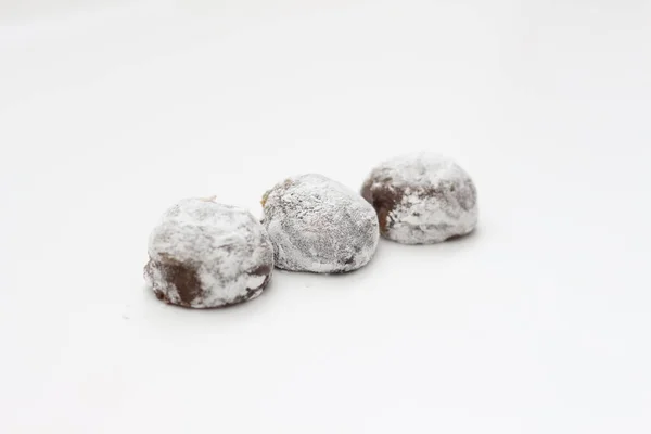 Close Chocolate Flavored Mochi Isolated White Background — Stockfoto