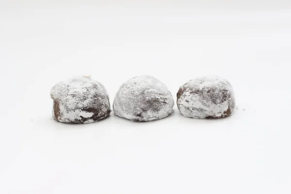 Close Chocolate Flavored Mochi Isolated White Background — ストック写真