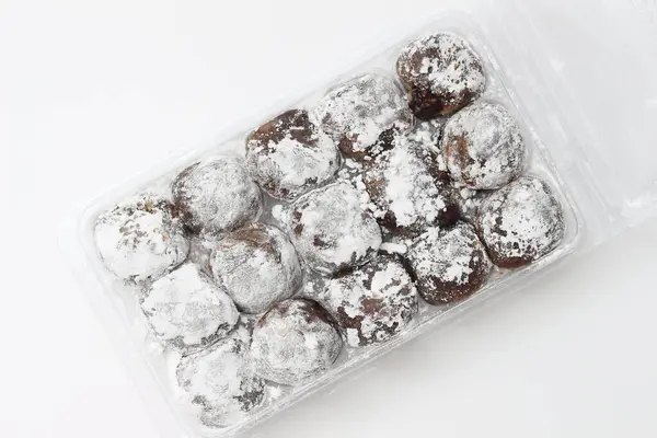 Close Chocolate Flavored Mochi Isolated White Background — Fotografia de Stock