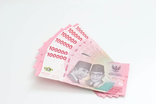 Notas Rupias Indonésias Série Com Valor Cem Mil Rupias Idr — Fotografia de Stock