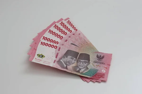 stock image Indonesian rupiah banknotes series with the value of one hundred thousand rupiah IDR 100.000 issued since 2022.