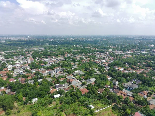 Aerial View Residential Area Filled Greenery — Fotografia de Stock