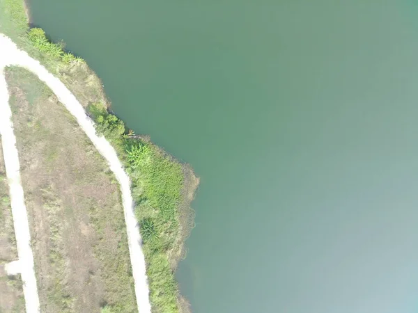 Letecký Pohled Shora Dolů Jezero Dahamilnuris Slunečného Dne — Stock fotografie
