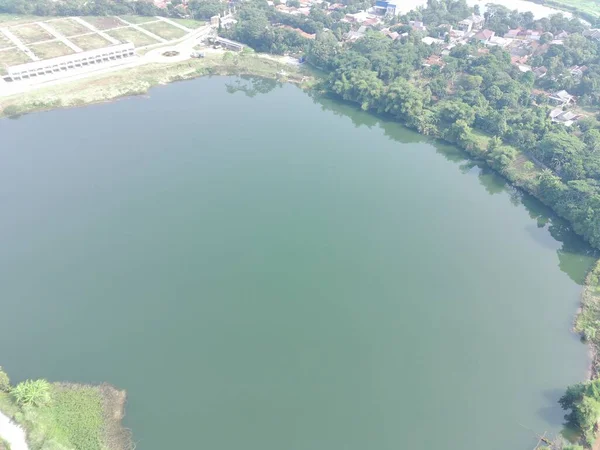 Aerial Top View Dahamilnuris Lake Sunny Day — Stockfoto