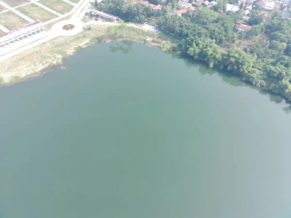 Aerial Top View Dahamilnuris Lake Sunny Day — Foto de Stock