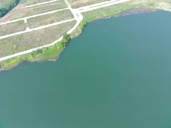 Aerial Top View Dahamilnuris Lake Sunny Day — Φωτογραφία Αρχείου