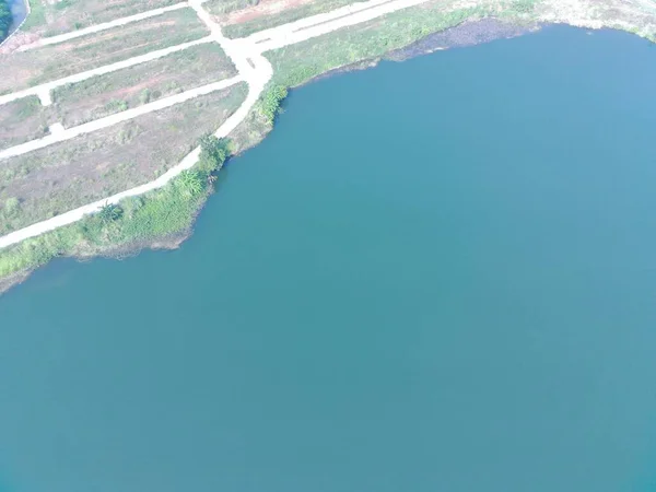 Aerial Top View Dahamilnuris Lake Sunny Day — Stock Photo, Image